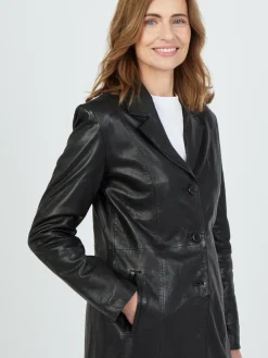 JCC Jacken & Westen<Damen Ledermantel schwarz uni