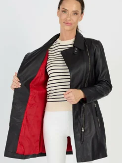 JCC Jacken & Westen<Damen Ledermantel schwarz uni