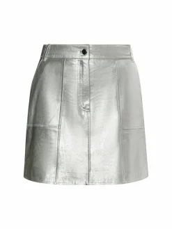 Faina Röcke<Damen Lederrock silber uni