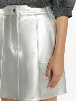 Faina Röcke<Damen Lederrock silber uni