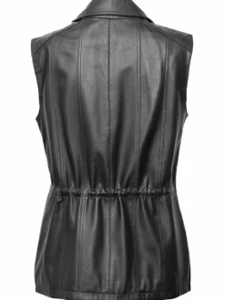 JCC Jacken & Westen<Damen Lederweste schwarz uni