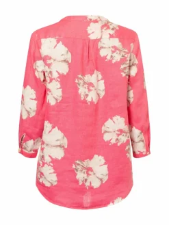 Franco Callegari Blusen<Damen Leinenbluse pink beige gemustert