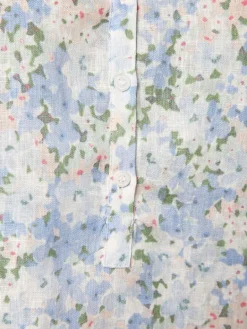 Marie Lund Blusen<Damen Leinenbluse weiß hellblau gemustert