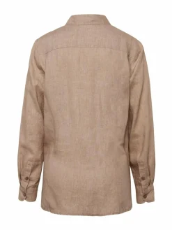 Goldner Blusen<Damen Leinenbluse - Bequeme Damen Businessbluse melange uni