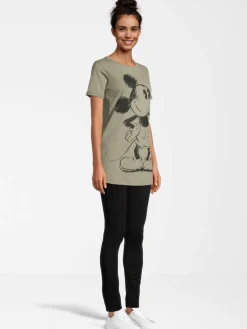 Course Shirts & Tops<Damen Longshirt - Mickey Mouse khaki bedruckt