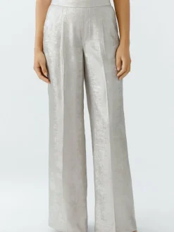 Oui Hosen<Damen Marlenehose silber uni