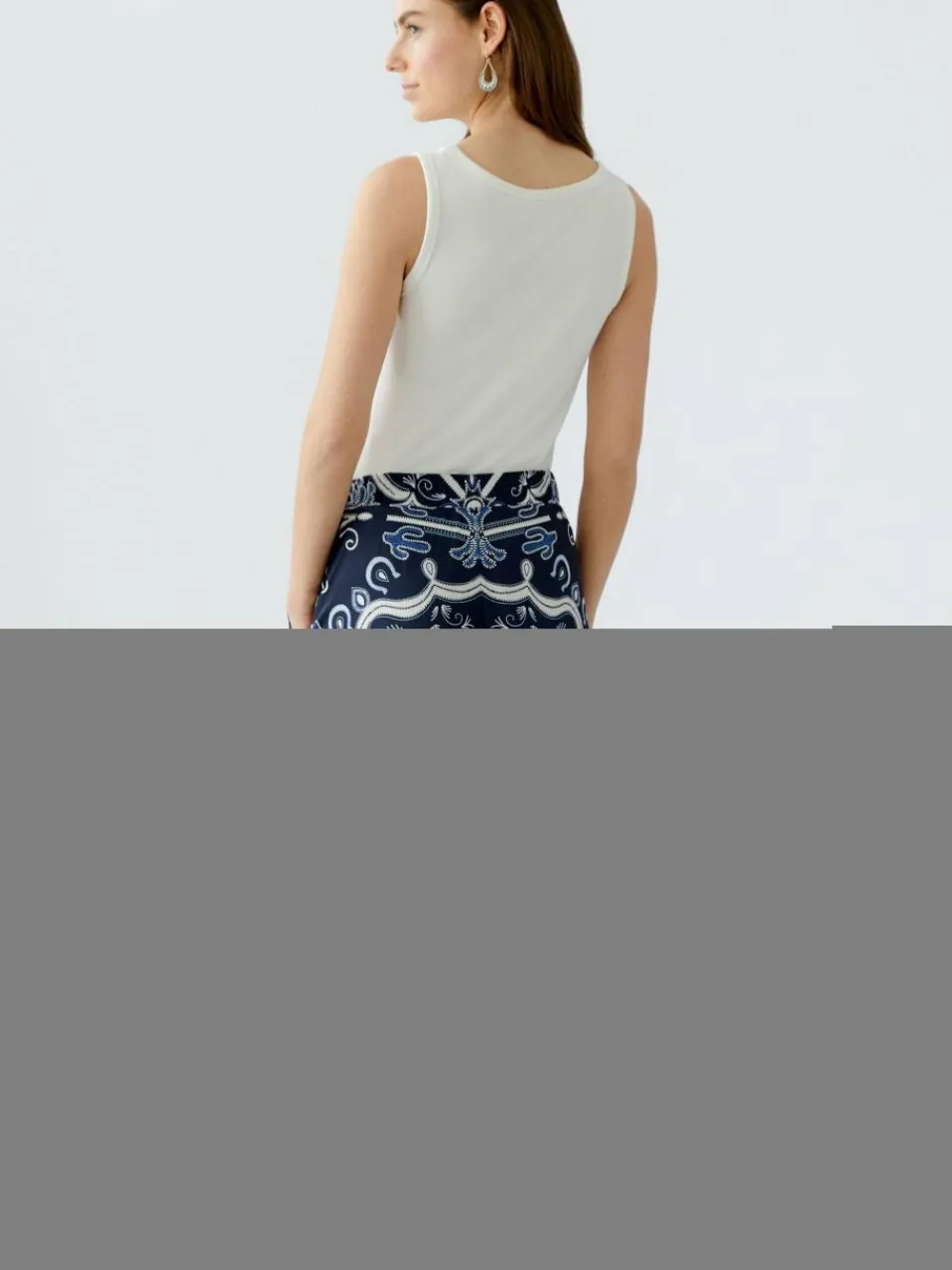 Oui Hosen<Damen Marlenehose blau bedruckt