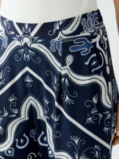 Oui Hosen<Damen Marlenehose blau bedruckt