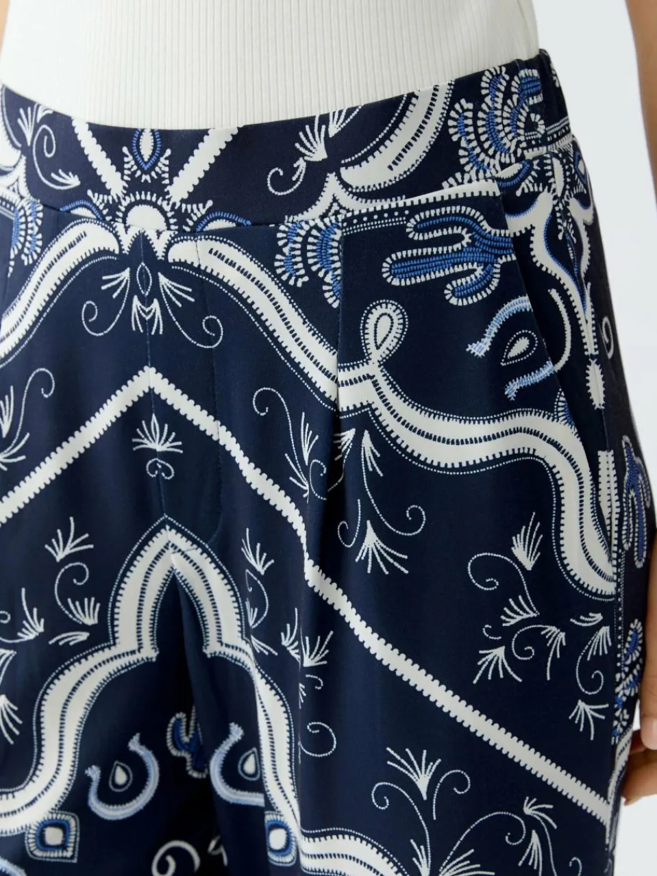 Oui Hosen<Damen Marlenehose blau bedruckt