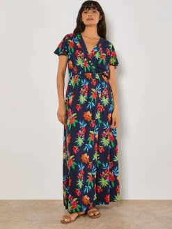 Apricot Kleider<Damen Maxikleid marine gemustert