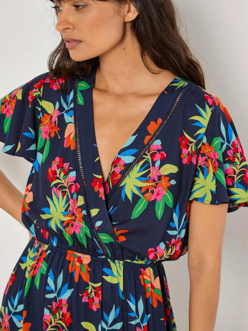 Apricot Kleider<Damen Maxikleid marine gemustert