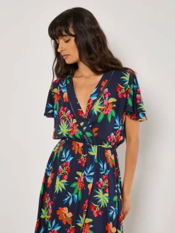 Apricot Kleider<Damen Maxikleid marine gemustert