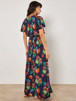 Apricot Kleider<Damen Maxikleid marine gemustert