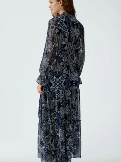 Oui Kleider<Damen Maxikleid blau gemustert