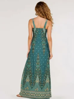 Apricot Kleider<Damen Maxikleid blau gemustert