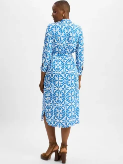 Marie Lund Kleider<Damen Maxikleid blau weiß gemustert