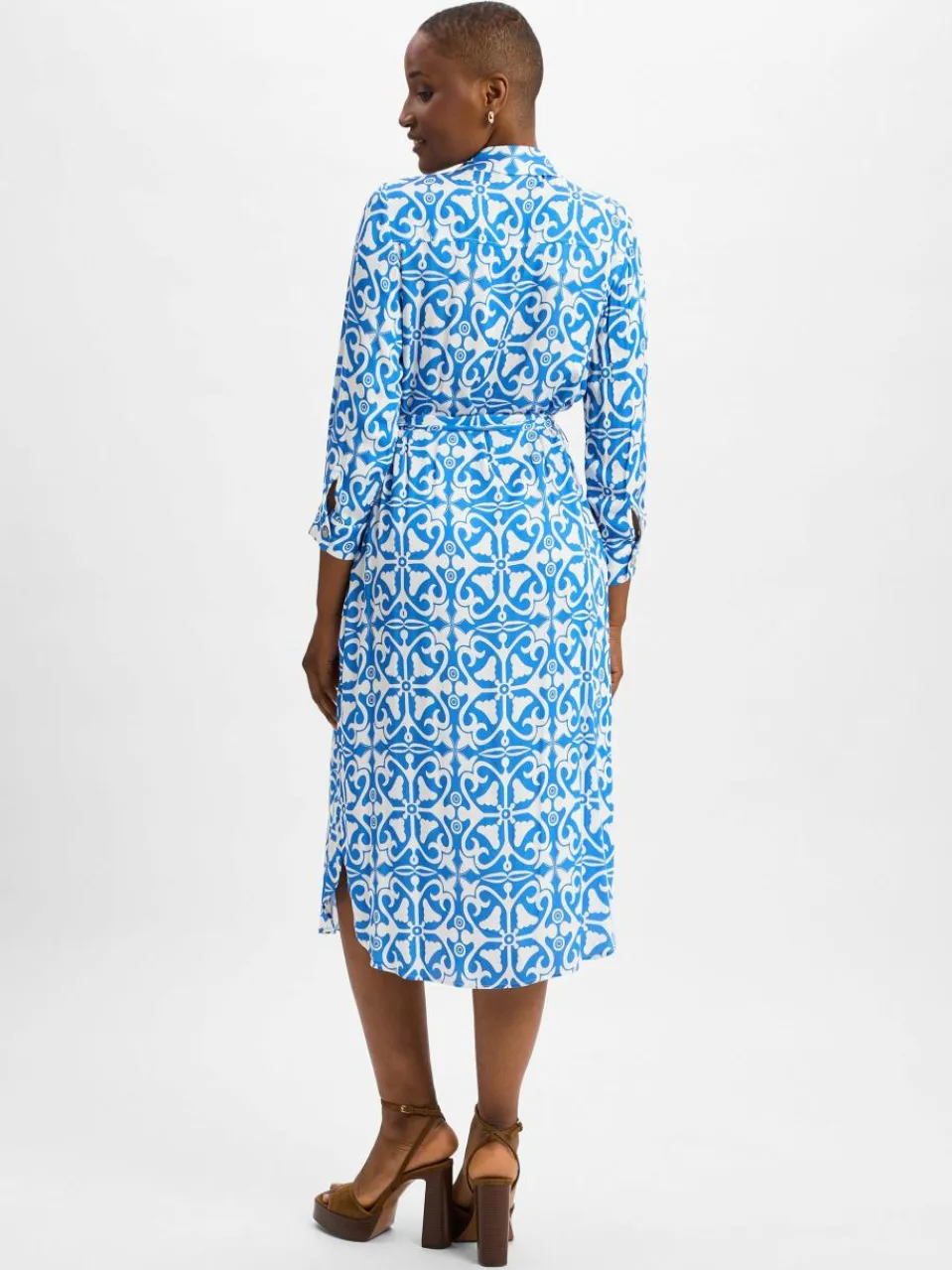 Marie Lund Kleider<Damen Maxikleid blau weiß gemustert