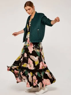 Apricot Kleider<Damen Maxikleid schwarz gemustert