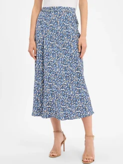 Olsen Röcke<Damen Maxirock blau mehrfarbig gemustert