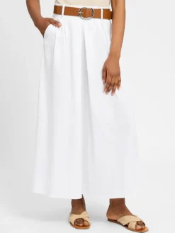 zero Röcke<Damen Maxirock weiß braun uni