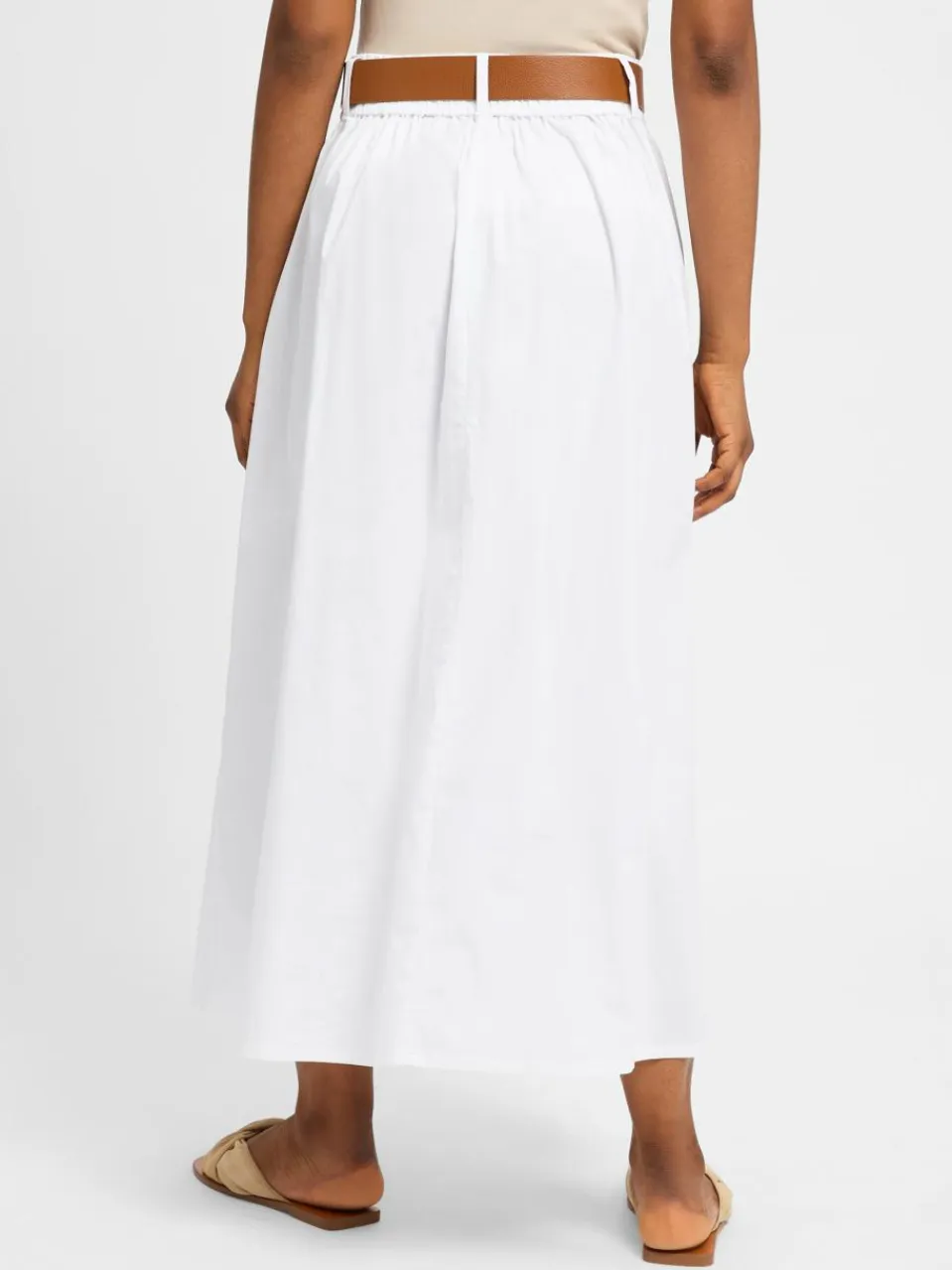 zero Röcke<Damen Maxirock weiß braun uni