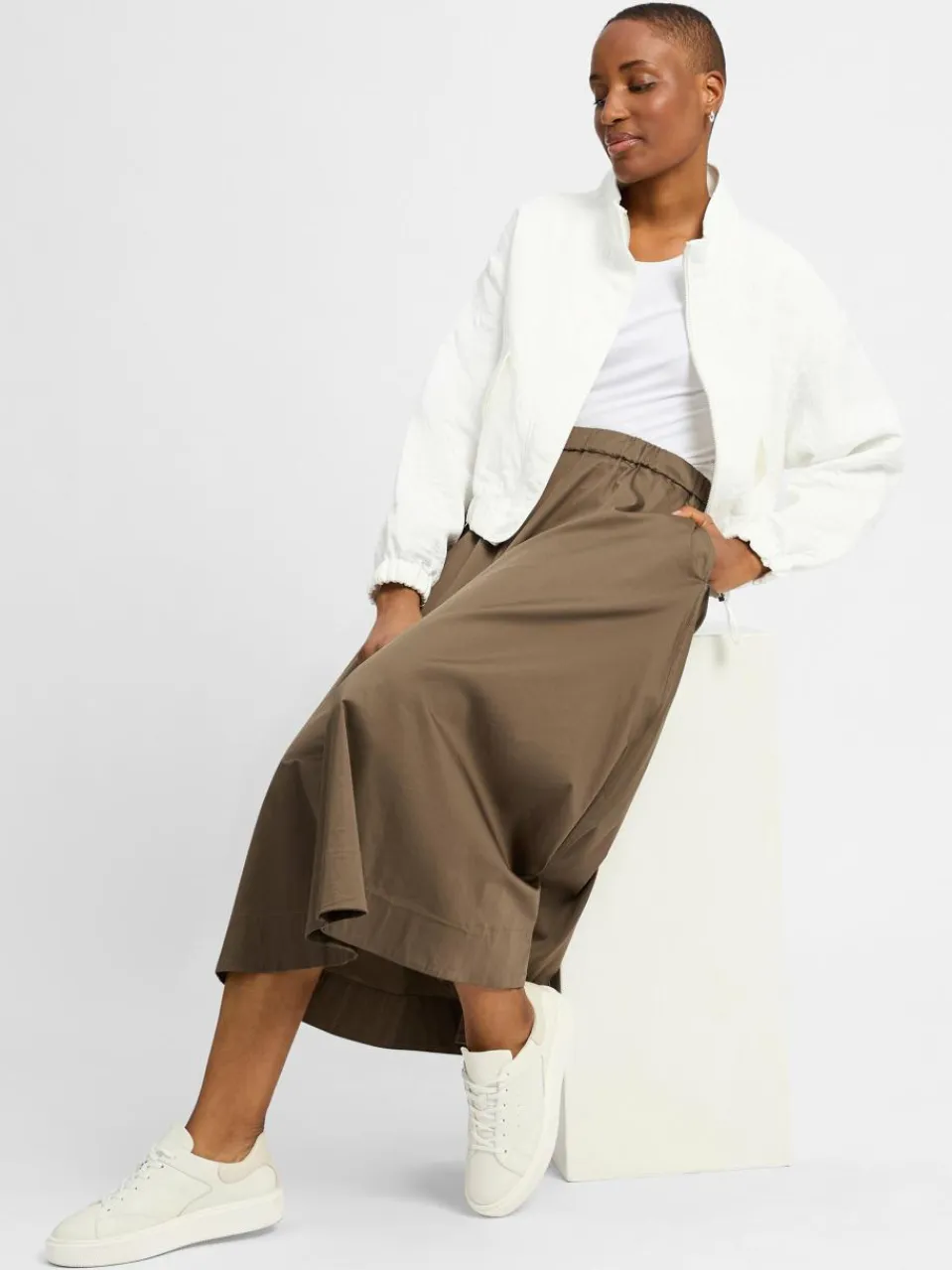 comma Röcke<Damen Maxirock khaki uni