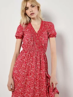 Apricot Kleider<Damen Midikleid rot gemustert