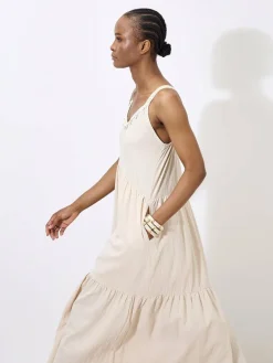 Apricot Kleider<Damen Midikleid beige uni