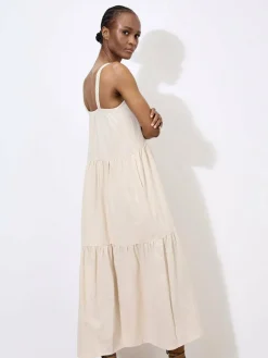 Apricot Kleider<Damen Midikleid beige uni