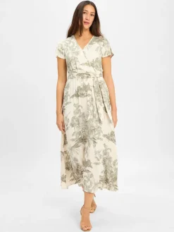 More & More Kleider<Damen Midikleid ecru schilf bedruckt