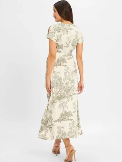 More & More Kleider<Damen Midikleid ecru schilf bedruckt