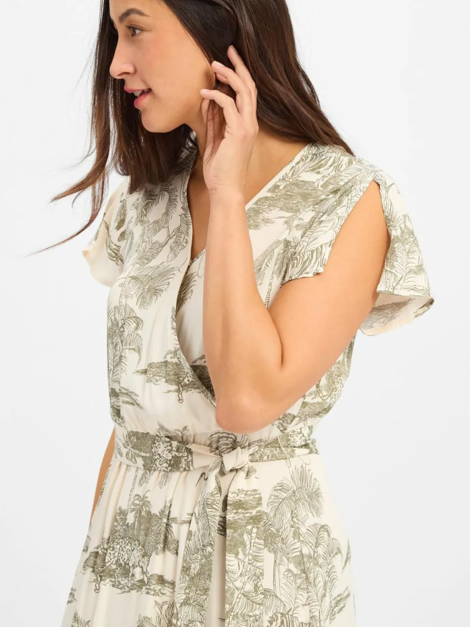 More & More Kleider<Damen Midikleid ecru schilf bedruckt