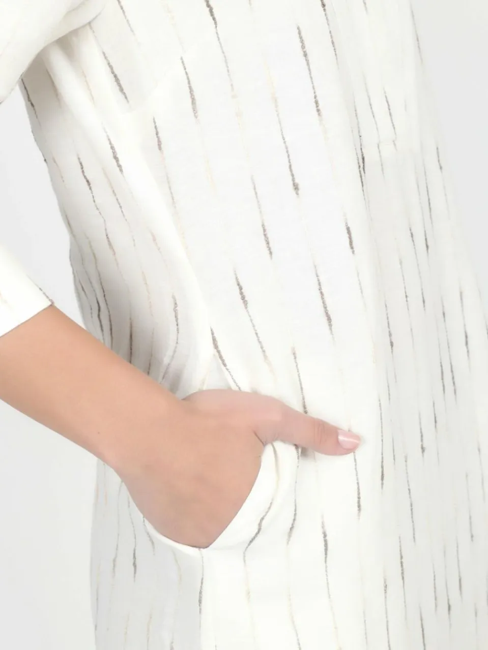 Vicci Germany Kleider<Damen Midikleid ecru gestreift