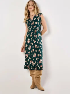 Apricot Kleider<Damen Midikleid grün gemustert