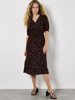 Apricot Kleider<Damen Midikleid orange gemustert