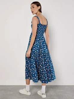 Apricot Kleider<Damen Midikleid blau gemustert