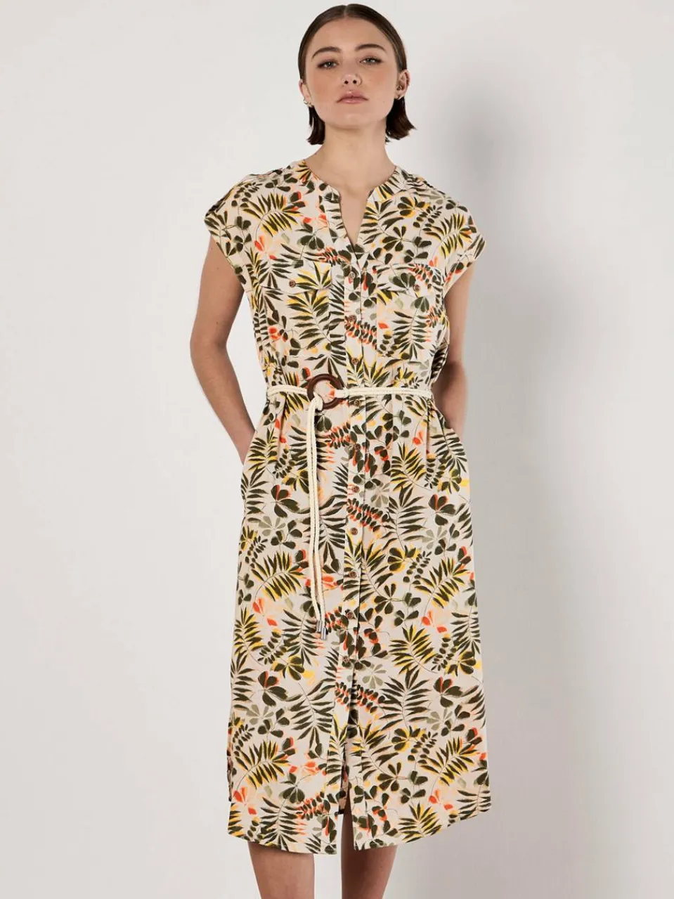 Apricot Kleider<Damen Midikleid beige gemustert