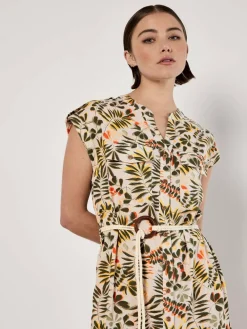 Apricot Kleider<Damen Midikleid beige gemustert