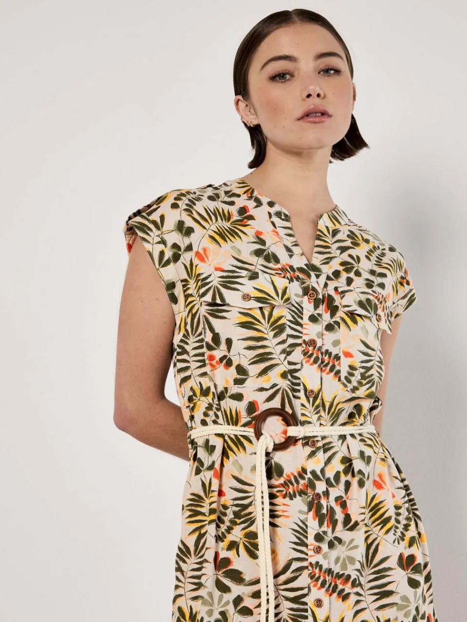 Apricot Kleider<Damen Midikleid beige gemustert