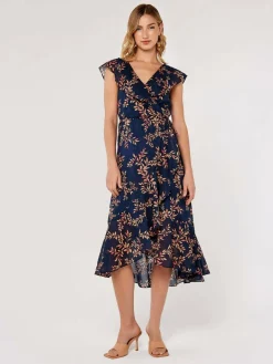 Apricot Kleider<Damen Midikleid marine gemustert