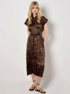 Apricot Kleider<Damen Midikleid braun gemustert