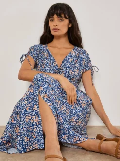 Apricot Kleider<Damen Midikleid blau gemustert