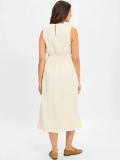 Msch Copenhagen Kleider<Damen Midikleid mit Leinen-Anteil - MSCHDisa beige meliert