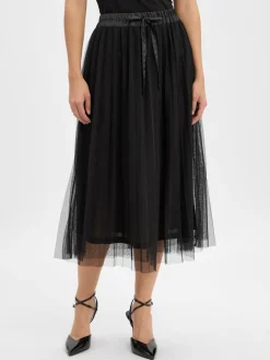 More & More Röcke<Damen Midirock schwarz uni