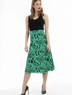 Faina Röcke<Damen Midirock grün gemustert