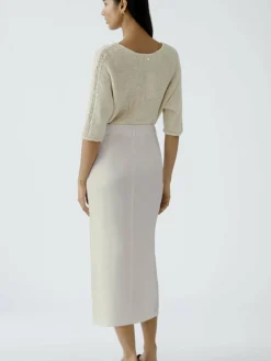 Oui Röcke<Damen Midirock beige uni