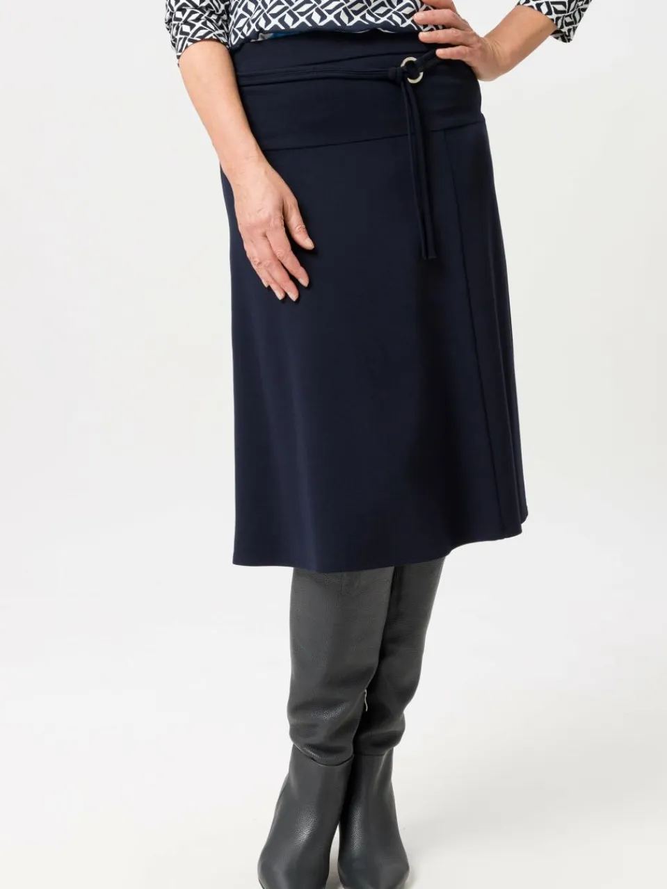 Frank Walder Röcke<Damen Midirock marine blau uni