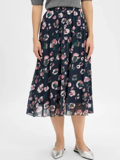 Nümph Röcke<Damen Midirock - Numilina marine rosa gemustert