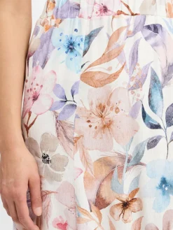 Franco Callegari Röcke<Damen Midirock mit Leinenanteil flieder weiß bedruckt