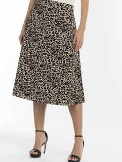 Damen Faina Röcke>Damen Midirock mit Leo-Print